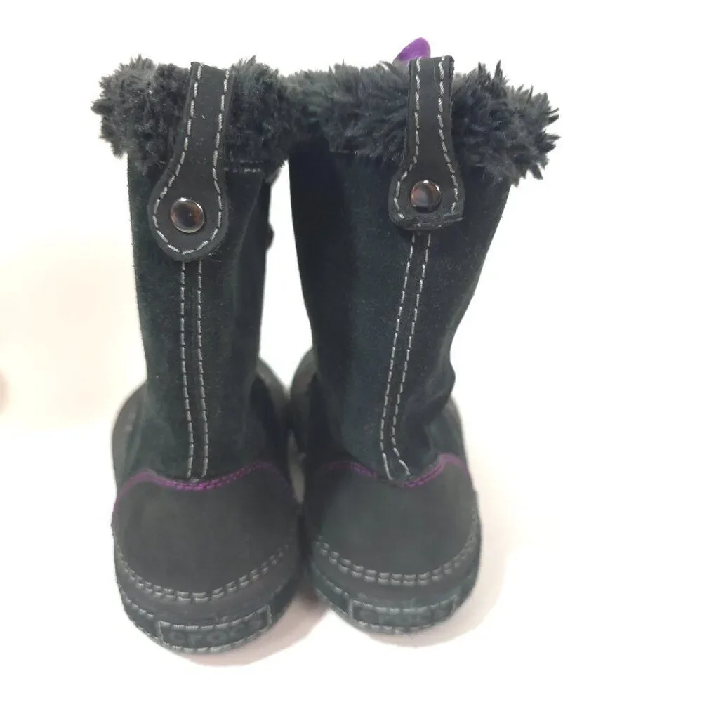 Crocs Women’s AllCast Luxe Faux Fur Winter Boots Black Purple Size 7